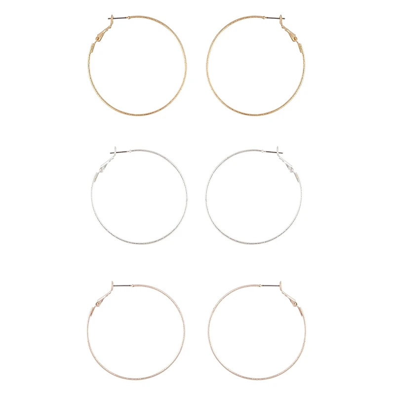 Mixed Metal Textured Hoop Earring Pack