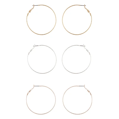 Mixed Metal Textured Hoop Earring Pack