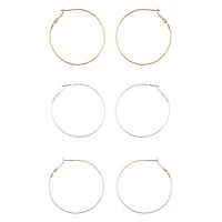 Mixed Metal Textured Hoop Earring Pack