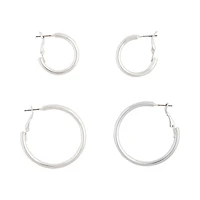 Silver Chunky Classic Hoop Earring Pack