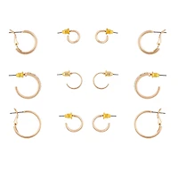 Gold Diamante Sleeper Hoop Earring 6-Pack