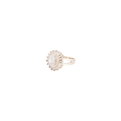 Anneau ovale cubique en zircone en or rose