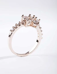 Rose Gold Cubic Zirconia Flower Ring