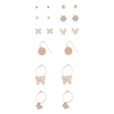 Rose Gold Butterfly Stud & Sleeper Earring Pack