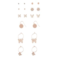 Rose Gold Butterfly Stud & Sleeper Earring Pack
