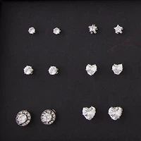 Diamond Simulant Silver Stud Earring 12-Pack