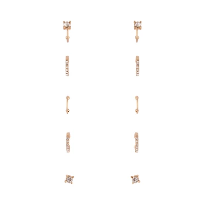 Gold Diamante Cuff Earrings 5-Pack