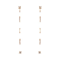 Gold Diamante Cuff Earrings 5-Pack