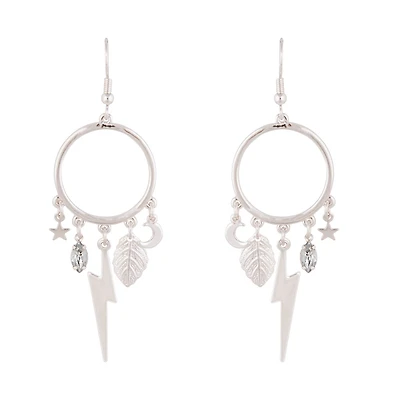 Silver Electric Storm Circular Drop Earrings