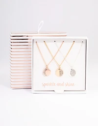 Mixed Metal Moon Phase Necklace Set