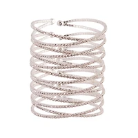 Diamante Silver Crossover Multi Layer Cuff
