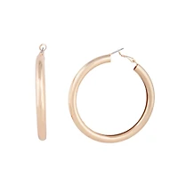 Polished Gold Tube Hoop Earrings