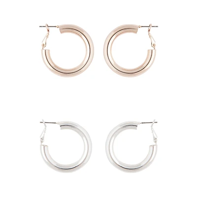 Classic Pack Chunky Rose Gold Silver Hoop
