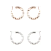 Classic Pack Chunky Rose Gold Silver Hoop