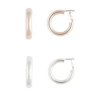 Classic Pack Chunky Rose Gold Silver Hoop