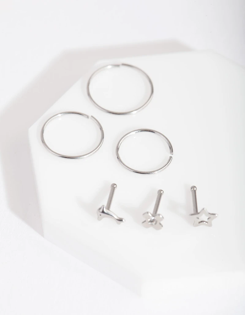 Surgical Steel Dolphin Motif Nose Piercing 6-Pack