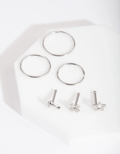 Surgical Steel Dolphin Motif Nose Piercing 6-Pack