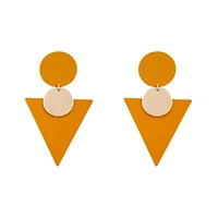 Mustard Rubber Geometric Drop Earrings