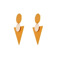 Mustard Rubber Geometric Drop Earrings
