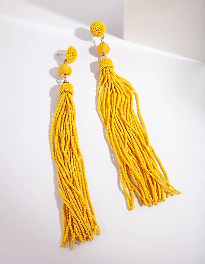 Yellow fine Beaded Earrings