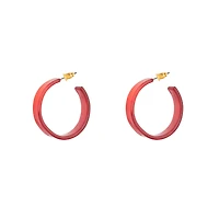 Red Clear Acrylic Swirl Hoop Earrings