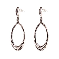 Antique Silver Teardrop Etched Earrings