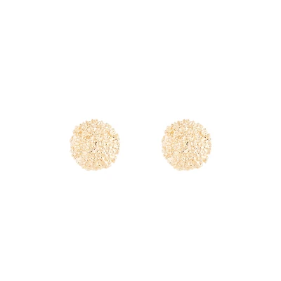 Gold Textured Round Stud Earrings