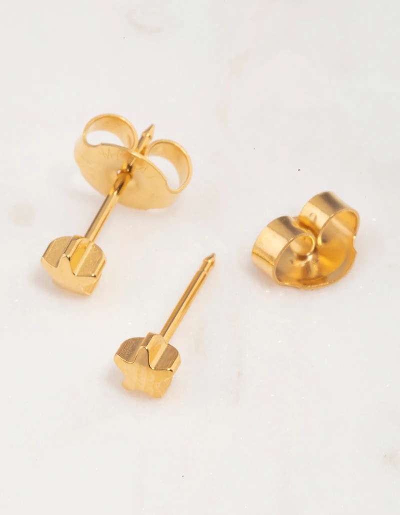 Gold 24K Star Piercing Stud 4mm
