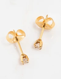 Gold 24K Cubic Zirconia Piercing Stud 3mm