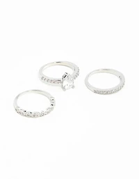 Silver Teardrop Cubic Zirconia Ring Stack