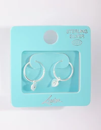 Sterling Silver Starburst Heart Hoop Earrings