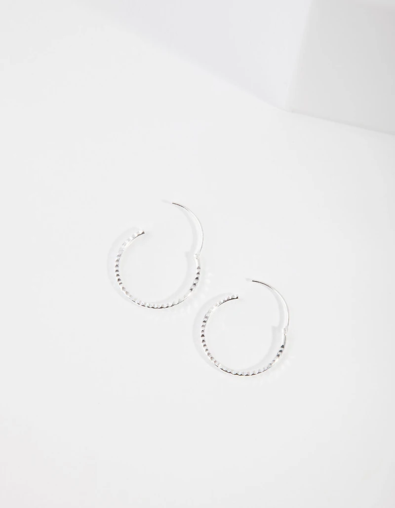 Sterling Silver 16mm Diamond Cut Hoop Earrings