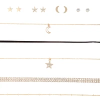 Gold Celestial Earrings & Choker Set
