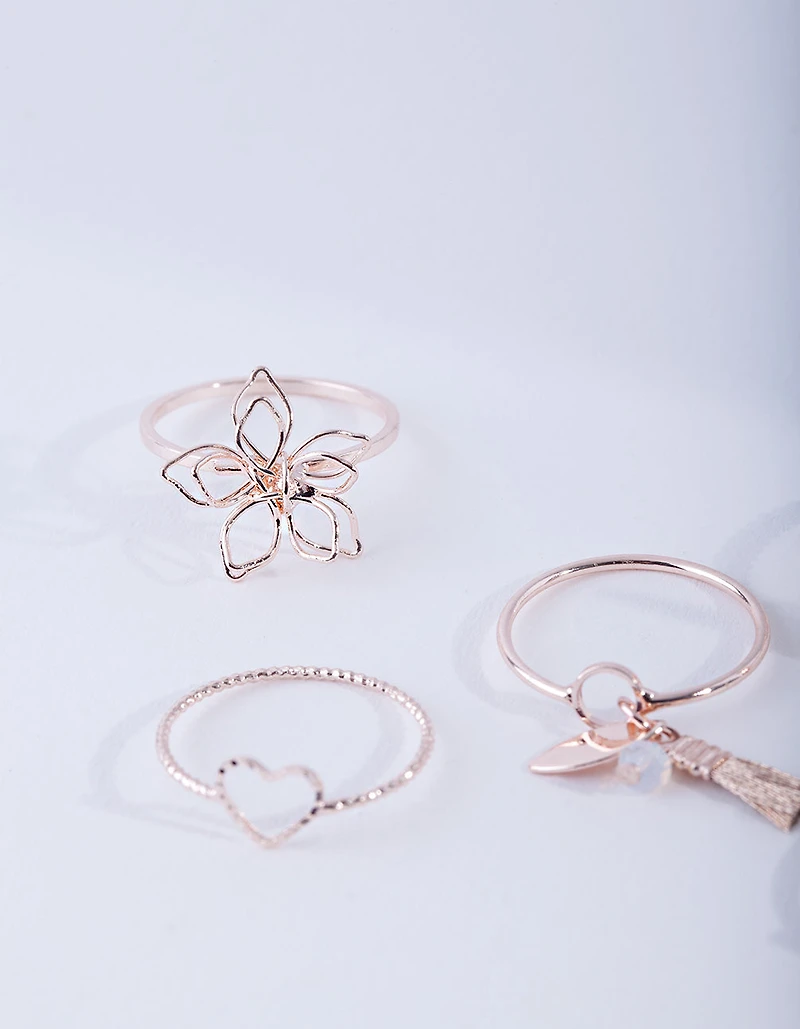 Rose Gold Nature Shapes Ring Pack