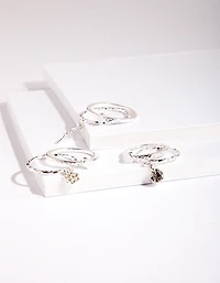 Silver Dainty Diamante Ring Pack