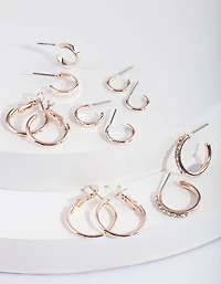 Rose Gold Diamante Sleeper Earring 6-Pack