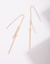 Rose Gold Chain Bar Drop Earrings