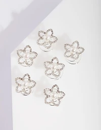 Flower Pearl Hair Jewels 6-Pack