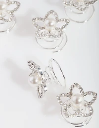 Flower Pearl Hair Jewels 6-Pack