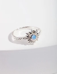 Anneau solaire en opale synthétique en argent sterling