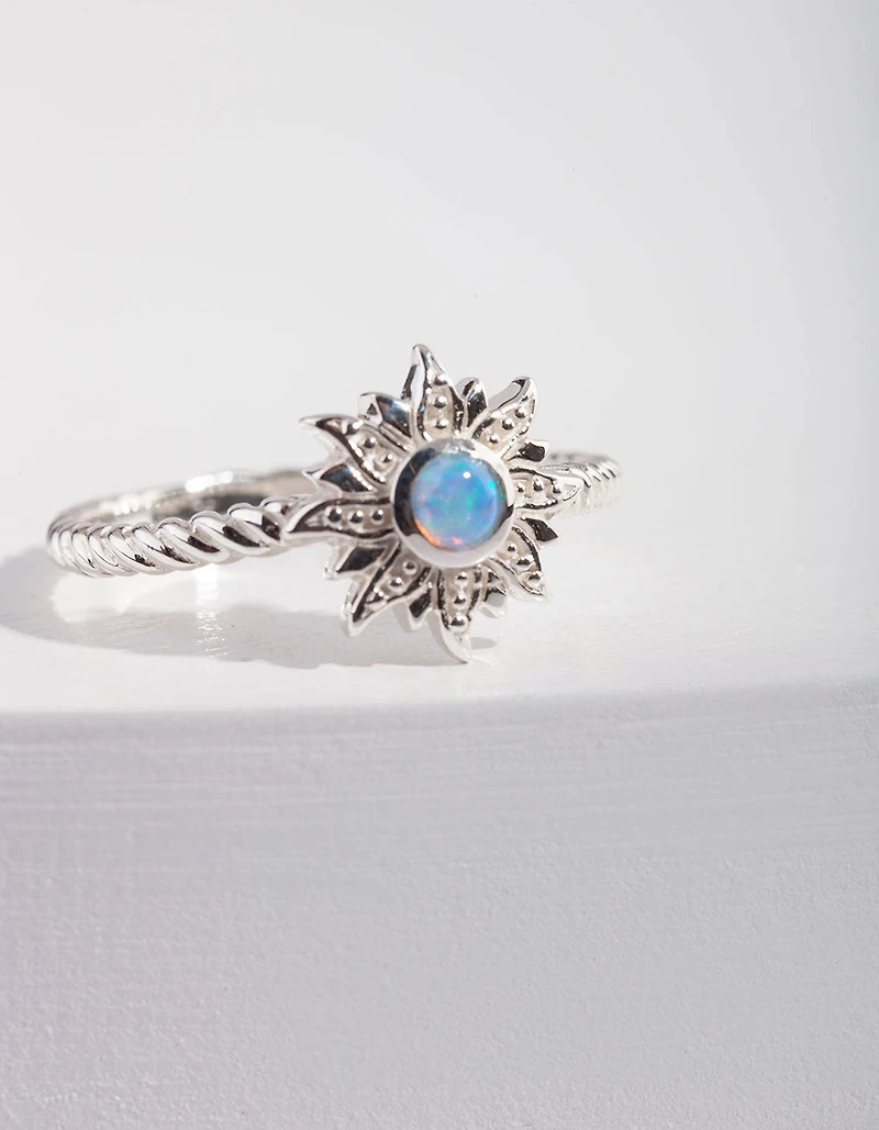 Sterling Silver Synthetic Opal Sun Ring