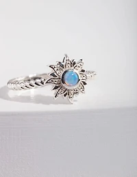 Sterling Silver Synthetic Opal Sun Ring