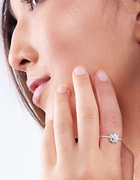 Sterling Silver Synthetic Opal Sun Ring