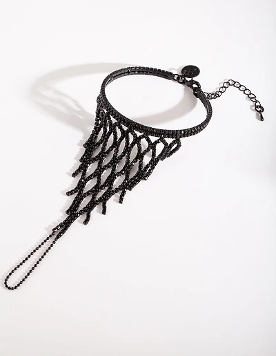 Black Diamante Hand Chain