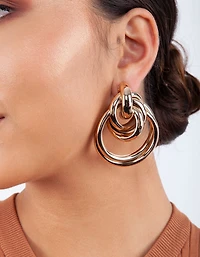 Gold Chunky Tubular Loop Earrings
