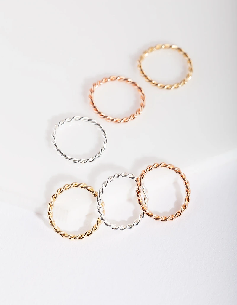 Mixed Metal Twisted Faux Body Rings