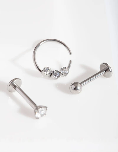 Surgical Steel  Diamante Flat Back Body Jewellery Pack