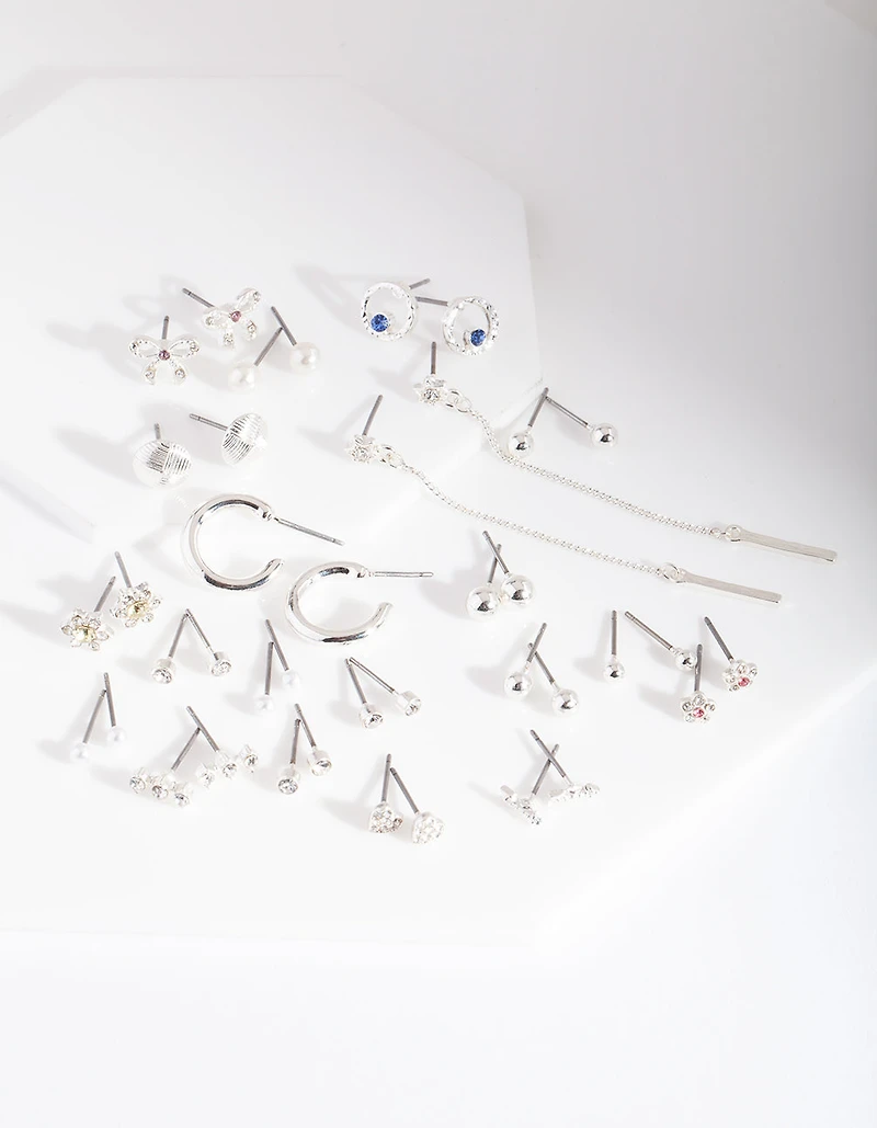 Silver Diamante Motif Earring 20 Pack