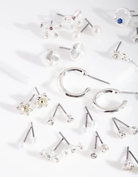 Paquet de 20 boucles d’oreilles à motif Silver Diamante