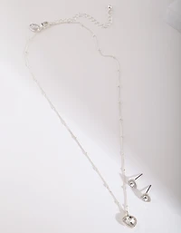 Yellow Heart Earrings Necklace Gift Box